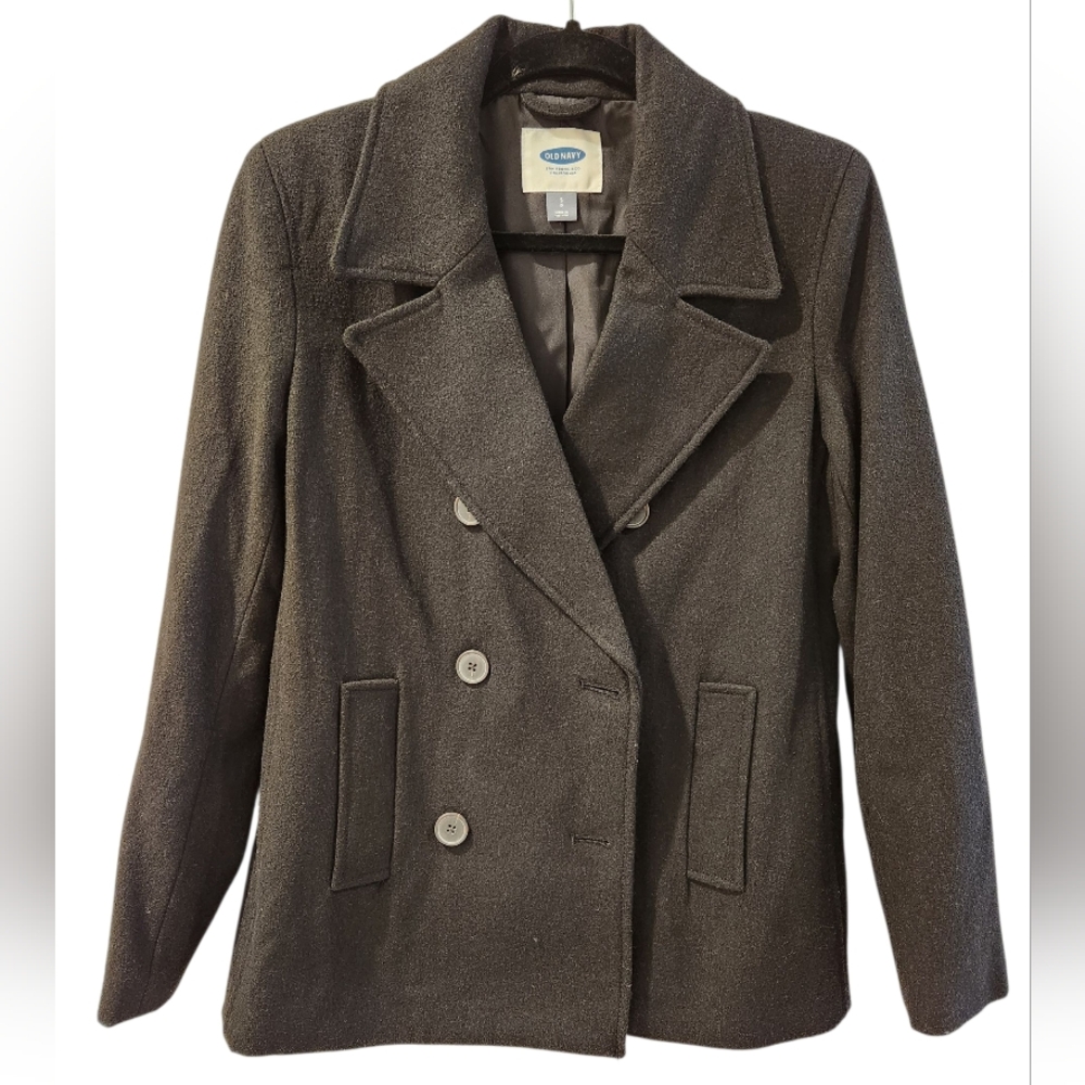 Old Navy Black Double-Breasted Women's Winter Peacoat Coat